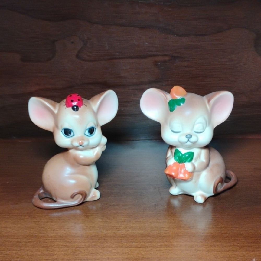 Vintage Lefton Set Figurine /  Brown Mice